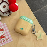 Yeknu  Pink yellow plaid is suitable for Apple earphone case AirPods wireless bluetooth earphone case