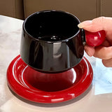 Yeknu  Creative Ceramic Milk Cups, Household Office Wedding Items, Porcelain Water Mugs, Vintage style Coffee Cup Red Plate Combination