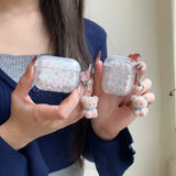 Yeknu  Transparent pink snowflake bear with pendant is suitable for airpods4 protective case airpodspro3rd generation Apple