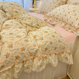 Yeknu  Fresh Botanical Floral Bedding Set for Kids and Adults, Leaves, Flower Duvet Cover, Pillowcases, Soft Washed Cotton, Home Textil