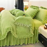 Yeknu  Winter Warm Coral Fleece Down Duvet Cover Lotus Leaf Edge Couple Quilt Cover Luxury Double Bed Bedding King Size 220x240