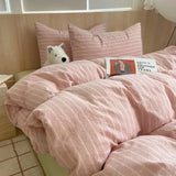 Yeknu  Single Double Exquisite Stripe 1Duvet cover+2Pillowcases 100%Cotton Experience Hotel-Like Comfort with Unparalleled Softness