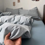 Yeknu  Ins Nordic Bedding Set Plaid Striped Duvet Cover Set Soft Flat Sheets Set 2 Pillowcases Single Twin Full Queen Size Simple Style