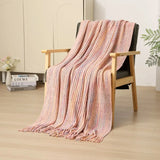Yeknu  Modern Striped Throw Blanket with Tassels - Chic Bed Runner, Lounge & Hotel Bedspread for Boutique B&B, Accent Pillow Companion