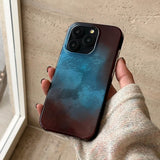 Yeknu  Halo Staining Contrast Color Blue Phone Case For iPhone 16 Pro Max 15 Pro 14 13 12 ProMax 16Pro Soft Shockproof Back Cases Capa