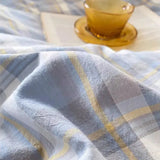 Yeknu  European Bedding Set with Checkered Print Comfortable Breathable Fitted Sheet Duvet Cover Pillowcase Single Queen Size Bed Linen