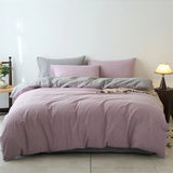 Yeknu  Premium 100% Washed Cotton Yarn-Dyed 4-Piece Duvet Set (1 Duvet Cover + 2 Pillowcases + 1 sheet), Ultra-Soft Bedding Set