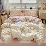 Yeknu 2025 New Bedding Set INS Princess Soft Bed Flat Sheet Set Twin Queen Double Size Cotton Lace Duvet Cover Pillowcase Bed Linen