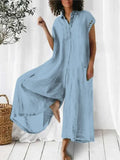 Yeknu  Summer Sleeveless Jumpsuit Women Wide Leg Loose Pleated Fashion Ladies Jumpsuits Casual Woman Long Jumpsuit