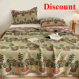 Yeknu  100% Cotton 4-Layer Gauze Fringe Blanket Spring Summer Soft Throw Blanket Multi-use Shawl Travel Blanket for Bed Sofa
