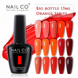Yeknu  15ml Orange Color Nail Gel Polish Semi Permanent Red Pink Gellack Nail Art Salon Soak Off UV LED Glitter Nail Gel Varnish