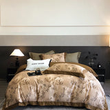 Yeknu 1000TC Egyptian Cotton Vintage Oil Painting Style Flowers Print Bedding Set Duvet Cover Flat/Fitted Bed Sheet Pillowcase 4Pcs
