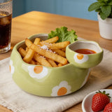 Yeknu  Creative Ceramic Egg Flower Shaped with Sauce Bowl Household Dim Sum Snack Fruit Salad Bowl Soup Noodles Breakfast Tableware