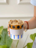Yeknu  Blue Striped High Borosilie Glass Cup Summer High Aesthetic Value Ice American Cold Brew Juice Cup Latte Glass Cup