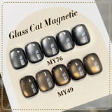 Yeknu  10ml Black Glass Cat Magnetic Gel Nail Polish Ultra Shine Gold Silver Glitter Soak Off UV LED Gel Nail Art Varnish