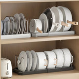 Yeknu  Expandable Kitchen Cabinet Pot Organizer Rack Multi-purpose Adjustable Divider Pans Frying Pan Holder Bowl Shelf