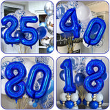 Yeknu  40Inch Navy Blue Number Balloons 0-9 Helium Balloon Laser Dark Blue Figure Golob Birthday Wedding Graduation Decoration Supplies