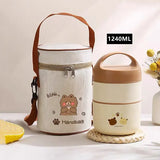 Yeknu  1590ml Large Capacity Stainless Steel 304 Lunch Box Leak-Proof Multilayer Thermal Bento Box Adult Student Soup Food Container