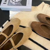 Yeknu  Spring Fashion Round Toe Flat Heels Woman Sandals Buckle Strap Comfortable Female Shoes
