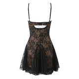 Yeknu  Bow V-neck Suspender Dress European And American Style Summer Sleeveless Mini Dresses Women Spliced lace Dress