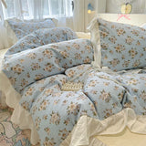 Yeknu  Korean Style Bedding Set with Pillowcase bed sheet Single Full Size Bed Linen Duvet Cover Set Queen/King Double Comforter Cover