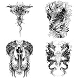 Yeknu  4 Sheets Judgment Angel Combo Full Back Tattoo Sticker,realistic, Long-lasting Waterproof for 1-2 weeks, Fake Tattoo