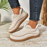 Yeknu  Winter Outdoor Cotton Shoes For Women Cozy Faux Plush Slippers For Home Classic Closed Warm Anti-skid Rubber Sole Women Loafers