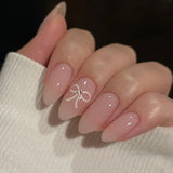 Yeknu  24Pcs Almond Press-On Nails in Pink Cat Eye with Heart & Strawberry Designs – Glossy Acrylic Stick-On Nails for Women & Girls