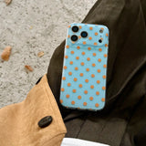 Yeknu  New fashion blue polka dot orange 17ProMax phone case for iPhone 14 15 16 17 Pro Max 13 17air cases lens protective cover soft