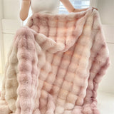 Yeknu Modern Simple Ins Gradient Rabbit Fur Short Fleece Casual Cover Blanket Light Luxury Warm Comfortable Sofa Shawl Blanket