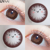 Yeknu  1 Pair Myopia Eye Color Lens with Diopters Black Lenses Natural Gray Color Contact Lenses Big Eye Fashion Eye Lenses