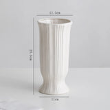 Yeknu  Nordic Style Wide Mouth Ceramic Flower Vase White Dry Flower  Flower Decoration Living Room Entrance Study Table Decoration