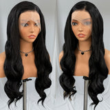 Yeknu  Black Wig Deep Wave Lace Wig Synthetic Hair Body Wave wig 13x4 Black Wave Wig Lace Front Wigs for Women Ready to Wear Cosplay