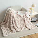Yeknu  Double Layer Rabbit Arctic Fleece Blanket Flannel Blanket Nap Air Conditioning Throw Blanket Milk Fleece Blanket