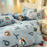 Yeknu  100% Cotton 4-Piece Duvet Cover Set (1 Duvet Cover 2 Pillowcases 1 sheet), Minimalist Cartoon Design, Ultra-Soft Bedding Set