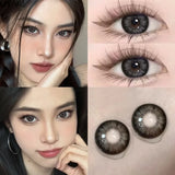 Yeknu  1 Pair Myopia Eye Color Lens with Diopters Black Lenses Natural Gray Color Contact Lenses Big Eye Fashion Eye Lenses