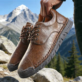 Yeknu  Men Boots Spring Autumn High Top Handmade Leather Shoes Soft Sole Comfortable Fashion Sneakers Non-slip Durable Stylish Loafers
