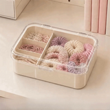 Yeknu  Large Capacity Hair Accessory Storage Box Dust Proof Transparent Desktop Organizer Multifunctional 4 Divided Compartments
