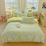 Yeknu  Cotton printing four-piece quilt cover student dormitory single bed sheet bedding three-piece set