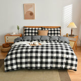 Yeknu  100% Cotton Bedding Quilt Cover Set with Pillowcase Japan Style Grid  Housse De Couette 220x240 Duvet Cover Set King Size