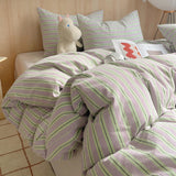 Yeknu  Nordic Sling Cotton Pink Stripes Duvet Cover 150x200 Size Girl's Room Housse De Couette Skin Friendly Breathable Comforter Sets