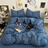 Yeknu  new class A can sleep naked washed cotton solid color sheets student dormitory simple double-spell four-piece bedding