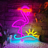Yeknu  Flamingo Neon Sign Sun Wave Neon Light USB for Bedroom Living Room Wedding Events Party Decoration LED Neon Light for Wall Decor