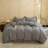 Yeknu  New 100% Cotton Yarn-Dyed Double-Layer Gauze 4-Pcs Duvet Cover Set Comfortable, Breathable and Skin-Friendly Bedroom Decor