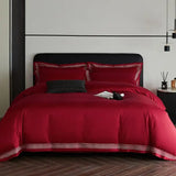 Yeknu  3 Line Embroidery Duvet Cover and 2Pillow Shams Set with Zipper Closure 100%Cotton 600 TC Premium Quality Ultra Soft Bedding set