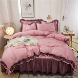 Yeknu  Comfotable Princess Bedding Sets Luxury Bed Skirt Sheet Pillowcase Cute Girl Duvet Cover 4 Pcs Bedding Set Bedroom Decoration