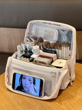 Yeknu  Elegant Women's Standing Makeup Bag Large Capacity Cosmetic Storage Travel Portable Toiletry Bag with Brush Organizer