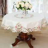 Yeknu  New Lace Tablecloth Pastoral round tablecloth Dining table cloths Home Embroidery table cover rose gold decoration house towel