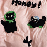 Yeknu Cute Cat  Bedding Set For adults kids Brown pink Lovely Bed Sheet set With Pillowcases Colorful King Queen Full size