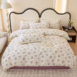 Yeknu Spring and summer pure cotton small fresh four-piece set, bedding sheet quilt cover, cotton student dormitory three-piece set